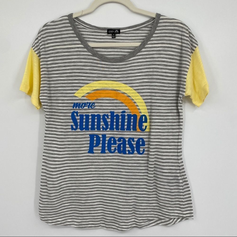 Cozy Zoe Shirt Top Blouse Decal Text Sun Medium
